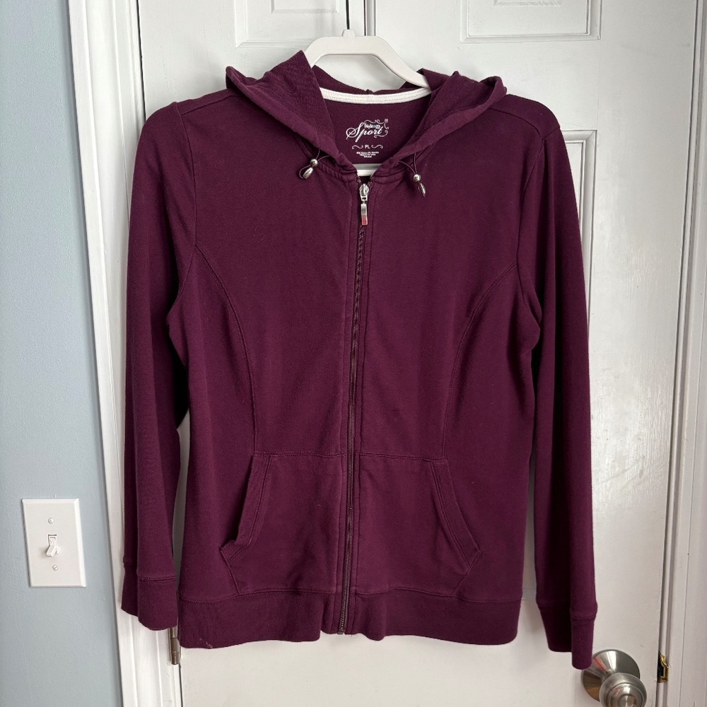 Burgundy hooded sweatshirt.  Size LP